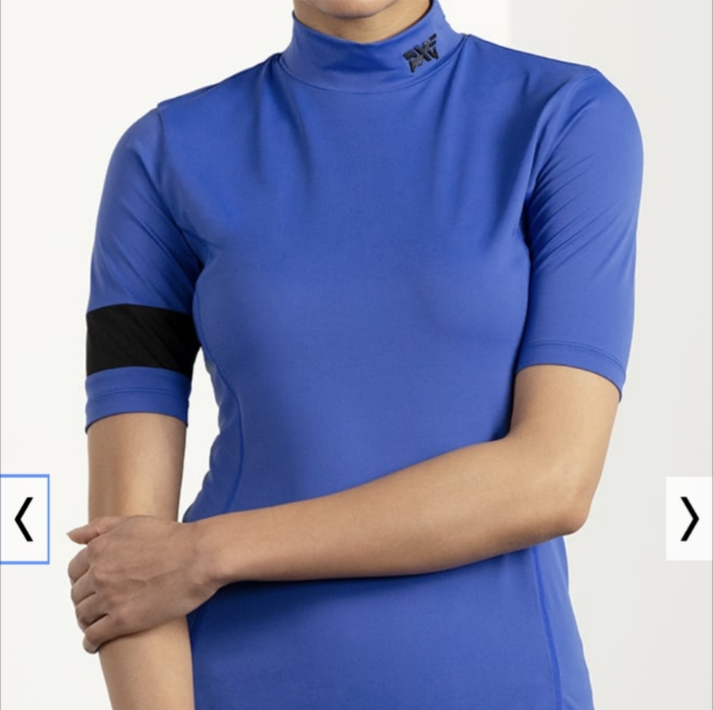 PXG Women's banded mock neck polo - blue